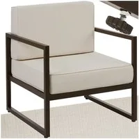 tectake Gartenstuhl Balkonstuhl, Dicke Sitzpolster, 120 kg Belastbarkeit, 74 x 78 x 85 (Terrassenstuhl Comosa für Außen in Braun/Beige, 1 St), höhenverstellbar, Stahlgestell, wasserabweisende Polyesterbezüge