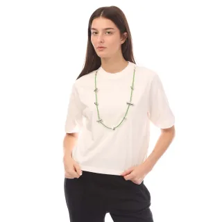 Einfarbiges STOPPERS Rundhals-T-Shirt mit abnehmbarer Kette in Weiß