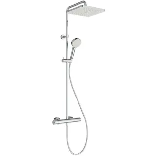 Ideal Standard Ceratherm T 25N Duschsystem A8521AA mit Brausethermostat, 2 Funktion-Handbrause, Kopfbrause eckig, chrom