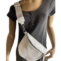 Taschen4life Umhängetasche moderne Bauchtasche Brusttasche Gürteltasche, CrossBody Bag, Bodybag Schultertasche, breiter Muster Stoffgurt/Umhängeband