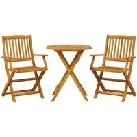 vidaXL Gartenlounge-Set 3-tlg. Bistro-Set Klappbar Massivholz ..., (1-tlg)