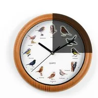 MAXXMEE Wanduhr unterschiedliche Vogelstimmen 25cm (leuchtet im Dunkeln & Abschaltfunktion in der Nacht)