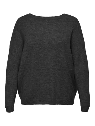 ONLY CARMAKOMA - CARMANIFESTA LS REVERS.PULLOVER KNT NOOS Dark Grey Melange - Gr. - 44