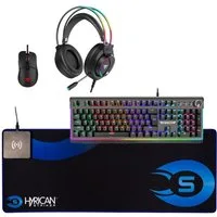 Hyrican Striker XXL-Mauspad mit Qi-Ladefunktion, Gaming-Maus, Tastatur- und Headset-Set, (Set, inklusive ST-GM005 und Mauspad ST-MP15), mit RGB-Beleuchtung, kabelgebunden