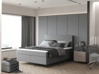 Boxspringbett Schlafzimmerbett ROCIO Nr.3 Delux 180x200cm in Stoff Grau