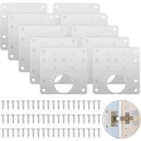 Zengi Möbelbeschlag Scharnier-Reparaturplatten Edelstahl 304 9×9 cm Schranktüren Möbel (Set, 10 St., mit 60 Schrauben), Rostfrei, stabil, zur Verstärkung beschädigter Schrankscharniere