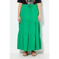 Ulla Popken Midirock Maxi-Jerseyrock Volantstufen A-Linie Elastikbund