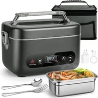 AKKEE Elektrische Lunchbox für Zuhause und Auto, Kabellos, 1,2 L, schnelles Erhitzen von Speisen, Intelligentes Touchpanel