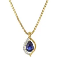 trendor Kette mit Anhänger 21192, Gold 333 mit synthetischem Saphir + vergoldete