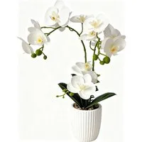 Kunstorchidee Künstliche Orchideen in Topf, Biegsame Faux Orchideen, Waschbare, wohnTRAUM24, Phalaenopsis Dekoration für Zuhause, Hochzeitstisch, Zentrumspflanze