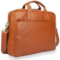 Gentlemen's Laptoptasche Slim - Notebooktasche aus Leder mit Schultergurt 14 & 16 Zoll, Echtleder, großes Hauptfach, Schultergurt, Geschenkverpackung