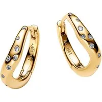 Pandora Paar Creolen 264663C01, für Damen mit Steinen Besetzt Goldfarben
