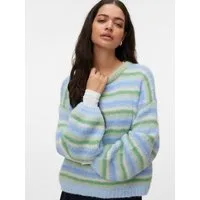 Vero Moda Strickpullover VMMAYBE STRIPE LS O-NECK PULLOVER NOOS Kunstfaser, loose fit