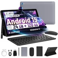 BUFO 10.1 Zoll Android, 4GB/6GB+128GB, 1280x800 HD, incl. Hülle Set Tablet (10", 128 GB, Android 15, Octa core mit Tastatur, Stift, Maus, Hülle, Kopfhörer, WiFi 6 BT 5)
