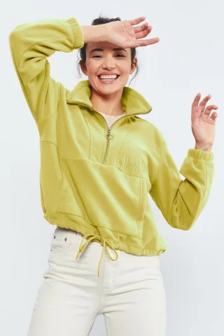 Oversized Halbreißverschluss-Plüsch Sweatshirt