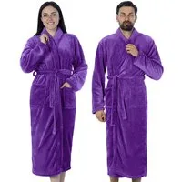 Gräfenstayn Unisex-Bademantel Damen Herren Kuschelfleece Bademantel Größe S-XXXL, warm & kuschelig, Waden bis Knöchellang, Fronttaschen, Gürtel, S-XXXL