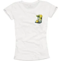 MAKAYA Print-Shirt Damen Gin Tonic Sommer Top Alkohol Aufdruck Funshirt Lustig Funny Schwarz