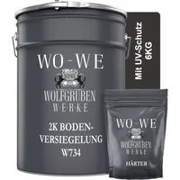 WO-WE Bodenversiegelung 2K Epoxidharz Bodenversiegelung Bodenbeschichtung W734, 1.5-9Kg, Klar/Farblos