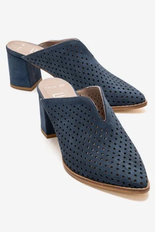 Toen Leder Blockabsatz Pantolette