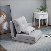 HOMCOM Schlafsofa mit verstellbarer Rückenlehne, Zierkissen, Bodensofa 1 Teile, für Wohnzimmer, Schlafzimmer, Leinen, Grau