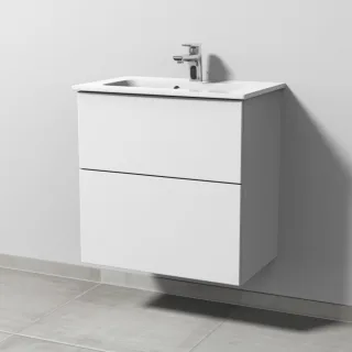 Sanipa 3way Waschtischunterbau zu Duravit ME by Starck Waschtisch mit 2 Auszügen, Weiß-Soft SM72243