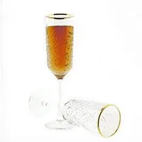 Pasabahce Champagnerglas Timeless Golden Touch Sektglas, Sektkelch 175 ml, 4 Stück, 4-tlg.