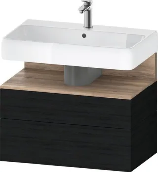 Duravit Qatego Waschtischunterbau wandhängend Eiche Schwarz Matt 790x470x590 mm - QA4394055160010 QA4394055160010