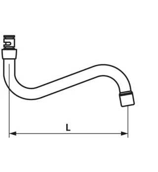 KWC Auslauf GASTRO Wand A180, unten, 180Grad, chromeline 108502