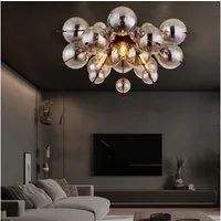GLOBO LIGHTING Kugelleuchte, Leuchtmittel nicht inklusive, Deckenleuchte Deckenlampe Wohnzimmerlampe Rauchfarbe