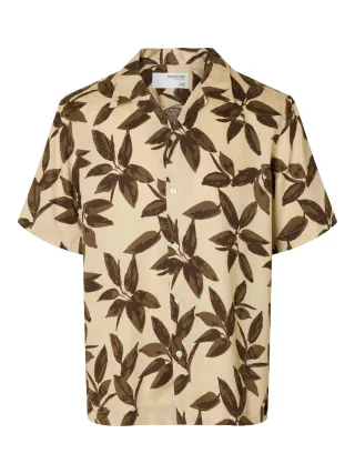 SELECTED MEN - SLHREGNOA MIX SHIRT SS RESORT Oatmeal - Gr. - L