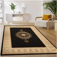 KADIMA DESIGN Teppich Orientalisch Wohnzimmer 100% Polyester Teppich Kurzflor, Läufer, Höhe: 12 mm, Florhöhe: 8 mm, Handwäsche, Rücken - Baumwolle, Läufer, 80x150, Gold