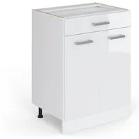 Vicco Unterschrank R-Line, Weiß Hochglanz/Weiß, 60 cm mit Schublade, ohne Arbeitsplatte (1-St)