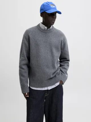 JACK&JONES - JORNORREBRO KNIT CREW NECK SN dark grey melange - Gr. - XXL
