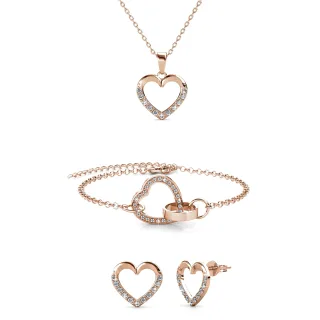 Locked Heart Lovett zwei Sets - Roségold und Kristall