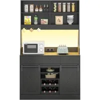 MSMASK Küchenbuffet Küchenschrank Sideboard Mehrzweckschrank mit LED-Beleuchtung (1-St)