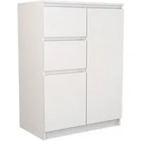 Home Collective Kommode schmal in weiß, Highboard Sideboard Mehrzweckschrank Schrank, mit 2 Schubladen und 2 Türen, 70x97x40cm