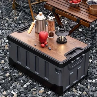 Xmund Large Capacity Foldable Camping Storage Box, Car Trunk Organizer Box with Open-Top Design, Waterproof & Stackable