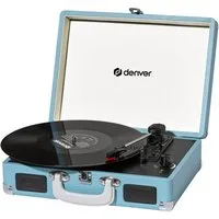 Denver VPL-120BU Plattenspieler (Riemenantrieb, Kofferdesign, Kopfhöreranschluss, mit 2 eingebauten Lautsprechern)