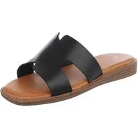 Ital-Design Modische Sandalen mit gepolsterter Sohle für Damen Pantolette (91409228) Keilabsatz/Wedge Pantoletten in Schwarz