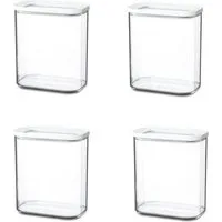Mepal Vorratsdose Modula Vorratsdosen Set 1500 ml, 4-teilig, transparent, weißer Deckel, Kunststoff, (4-tlg), Frischhaltequalität, stapelbar, ideal für Küche und Vorratsraum