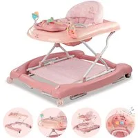 Bronea Lauflernhilfe Happy Life 5-in-1 Babywalker Gehfrei Lauflernwagen Schaukel Wippe, Ausnehmbaren Sitz, Im nu zum Schaukel, Widerstand Reifen einstellbar
