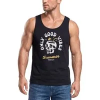 Neverless Tanktop Herren Tank-Top Totenkopf Schrift Only Good Vibes Skull Summer Sommer mit Print
