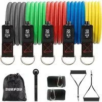 AIMAX Trainingsbänder Fitnessbänder Set 5 Widerstandsbänder mit Griffen Zubehör