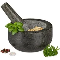 relaxdays Mörser Granit Mörser mit Stößel 16 cm, (2-tlg)