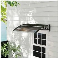 Outsunny Pultvordach Vordach Haustürvordach 120 x 75 cm Polycarbonat Braun (Überdachung, 1 St., Polycarbonat), Braun+Schwarz