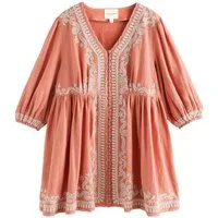 LAURA ASHLEY Minikleid Laura Ashley besticktes Minikleid aus Baumwolle (1-tlg)
