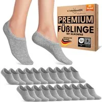 sockenkauf24 Füßlinge 10 Paar Premium Füßlinge Sneaker Socken Damen Herren Baumwolle (20-Paar) invisible Socks ohne Naht mit Silikonpad gegen Verrutschen - 70106T