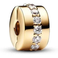 Pandora Runder Anhänger Clip-Charm Klare Funkelnde Reihe Goldfarben