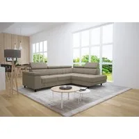 thematys Ecksofa LUNA L mit Schlaffunktion & Bettkasten – aus Velours oder Cord Stoff, mit 5 verstellbaren Kopfstützen, – L-Form 250×183 cm – Schlafsofa mit Auszug