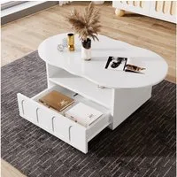 Gdood Couchtisch Wolkenförmiger Schreibtisch Beistelltisch (1-St), MDF Mit Schublade, Ablagefächern